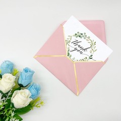5×7 Envelopes for Invitations with Gold Border, 50 Pack A7 One Size, Pink