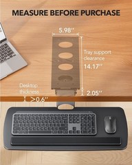 HUANUO Under Desk Keyboard Tray 25” x 9.84”, Adjustable Ergonomic Slide-Out