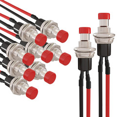 10PCS 7mm Momentary Push Button Switch SPST 2 Pin NO 1A 250V Red Wire Leads
