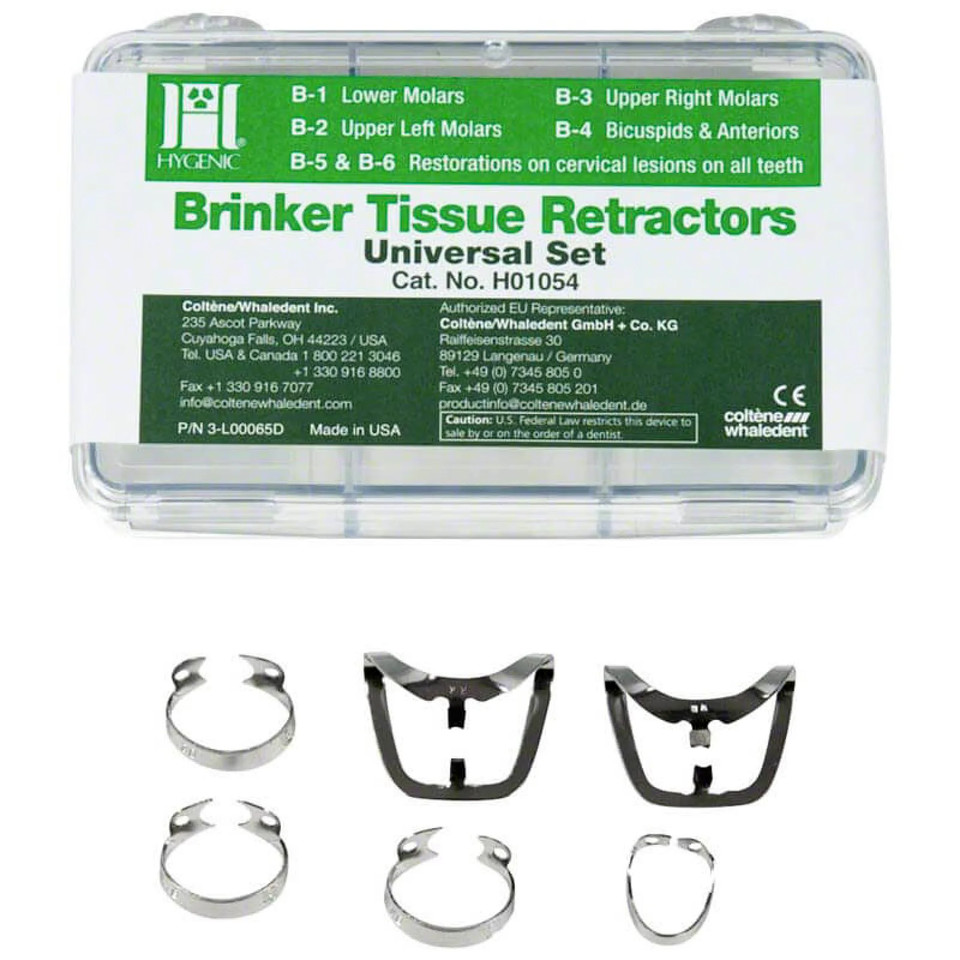 Coleten HyGenic Brinker Gingival Tissue Retractors 6pc Universal Clamp Set