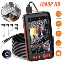 1080P HD Industrial Endoscope Borescope 4.3” Screen 8mm Inspection Snake Camera