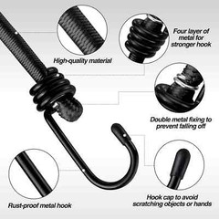 8mm HEAVY DUTY BLACK MARINE GRADE BUNGEE CORD Tarp Tie Down Strap 12-20-30-40″