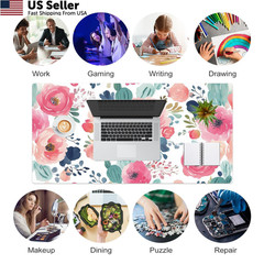 Colorful Star Large Mouse Pad, 31.5L x 15.7W inches, Watercolor Pink Flower
