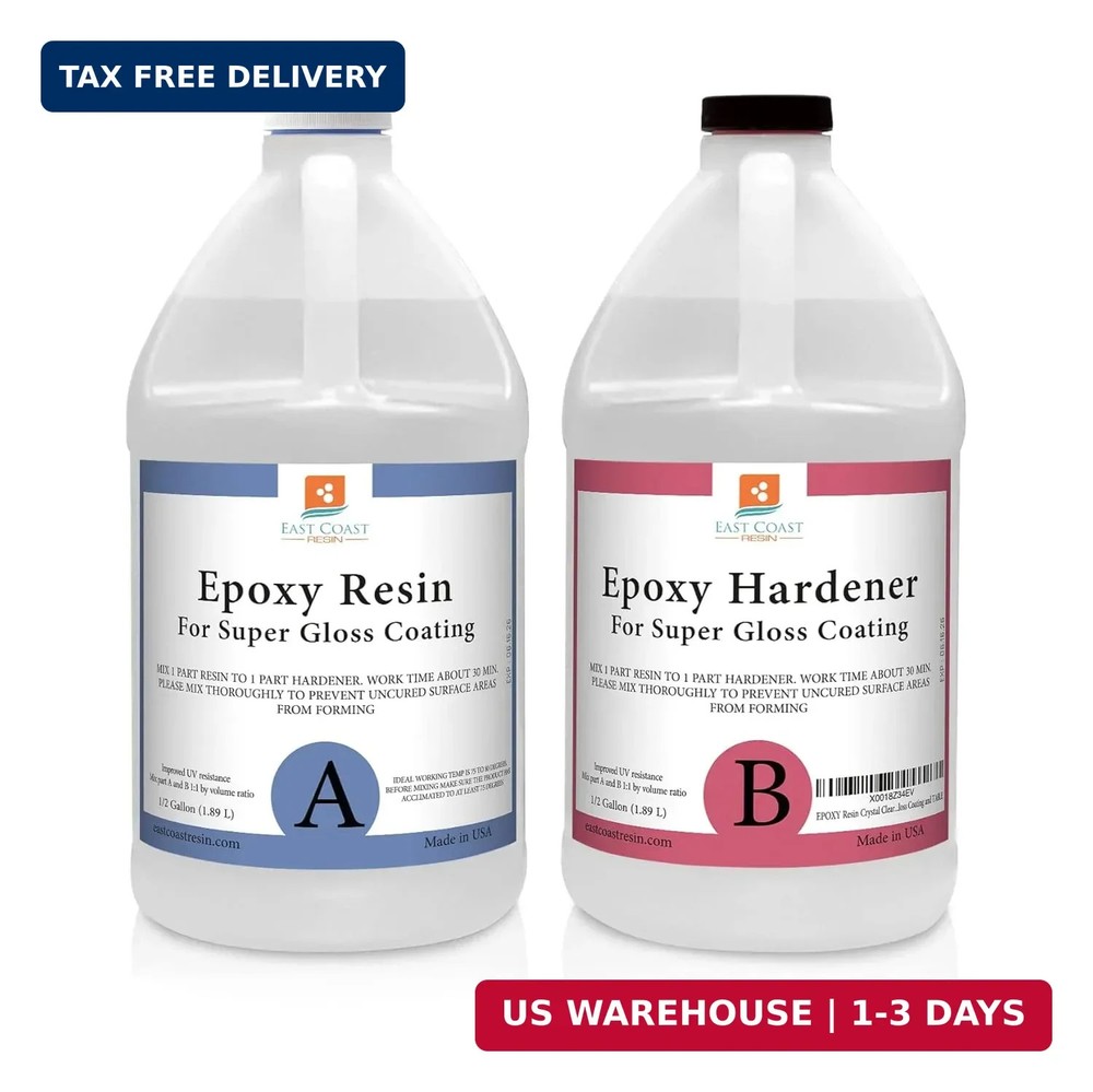 EPOXY Resin Crystal Clear 1 Gallon Kit | 1:1 Resin and Hardener for Super Gloss
