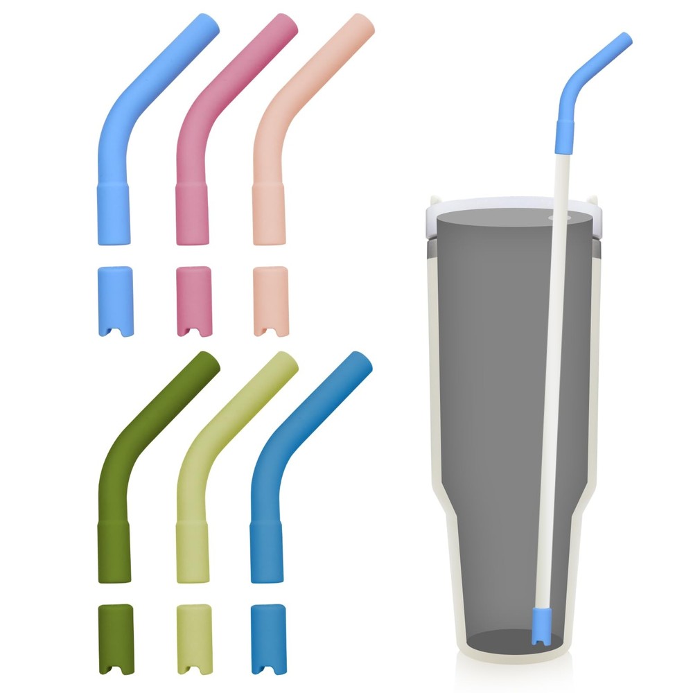 12 Pcs Silicone Straw Tips with Bottom 8-10mm (0.3-0.4 inches), colourful