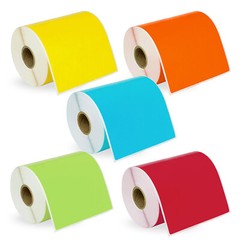 DYMO LW 1744907 COLOR 4XL 4×6 – 5 Rolls – 1 each: BLUE GREEN YELLOW RED ORANGE