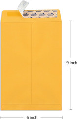 250 Count Self-Seal Brown Kraft Security Envelopes 6×9 Inches