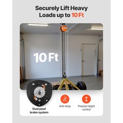 Uimoso Manual Chain Hoist 2200 lbs Capacity with 10 ft G80 Load Chain