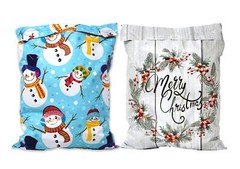 10×13 Merry Christmas Combo! Santa, Snowmen and Wreath Poly Mailers, Festive Gra