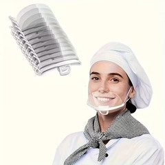 Clear Plastic Mask Food Service Sanitary Mouth Shield Restaurant Chef Catering