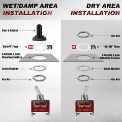 4-Pack Toggle Switches, SPST On/Off 2-Pin, 12V DC 30A Heavy Duty Waterproof Togg