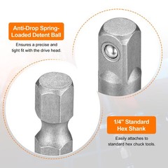 1/4″ Drive 9mm Deep 6-Point Impact Socket 2″ + 1/4″ Hex Shank Adapter 2″