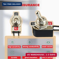 Heavy Duty Toggle Switch SPST 2 Pin ON/Off Rocker Toggle Switch 6A/125V 3A/250V