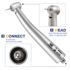 Dental unit optical led motor air turbine high speed handpiece Quattro Spray 6H