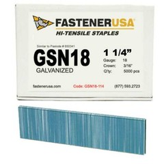 1-1/4″ LEG x 3/16″ CROWN 18GA GALV GSN18 STAPLES 5,000ct | GSN18-114
