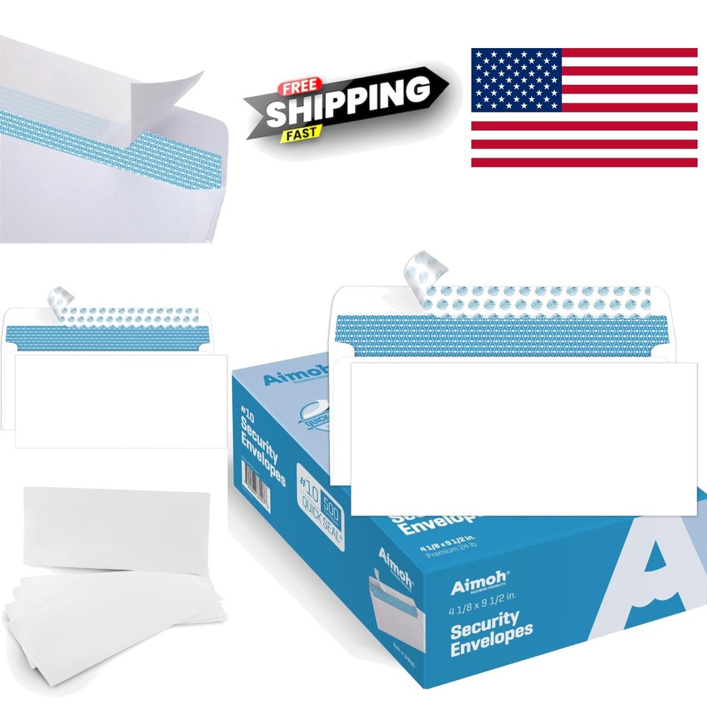 Security Self Seal Envelopes 500 Count White 4.125 x 9.5 Inches Paper Material