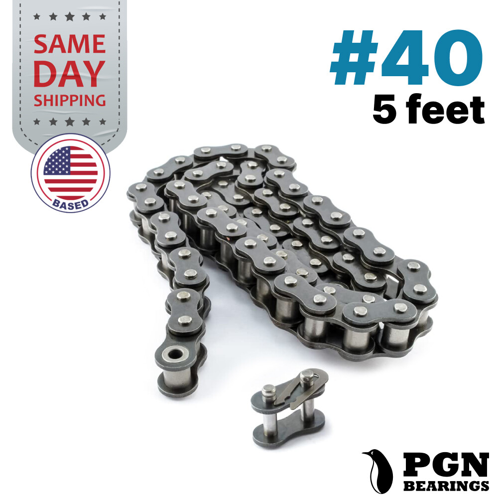 #40 Roller Chain x 5 feet + Free Connecting Link + Same Day Expedited Shipping