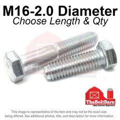 M16-2.0 Class 10.9 Hex Cap Screws Bolts COARSE Thread Zinc (Pick Length & Qty)