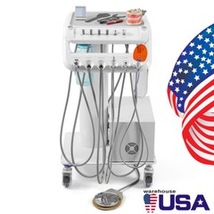 Portable Dental Mobile Delivery Unit Cart Air Compressor Suction System 4Hole