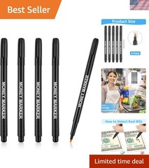Universal Currency Fake Bill Checker – 5 Pack Money Detector Pens for Every Use