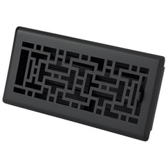 4″ x 14″ Oriental Design Floor Register in Textured Black Finish – Vent Cover…