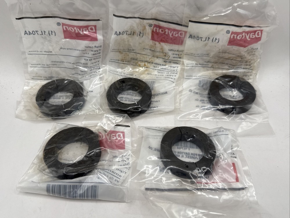 Dayton 1-1/4″ Bore DOUBLE SPLIT STEEL CLAMPING SHAFT COLLAR BLACK OXIDE. (5 PCS)