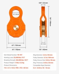 30 Ton Snatch Block Pulley Snatch 66,000 lbs Capacity Off Road Recovery Tractor