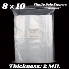 8×10 Clear 2 Mil Zip Bags Poly Plastic Zipper Reclosable Baggie Lock Large