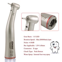 Dental Fiber Optic LED 1:5 Increasing Contra Angle Handpiece Quattro Water Spray