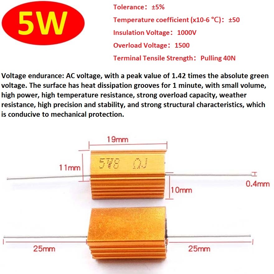 5W 10W -500W Watt High Power Aluminum shell Wirewound Metal Resistor 0.1Ω – 10KΩ