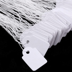500 Pcs Small Price Tags with String Attached 0.6 X 0.95 in White Blank Marking