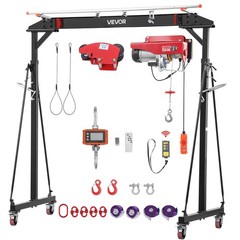 VEVOR Adjustable Gantry Crane 2200lbs 95.7″-142.9″ Manual Trolley Electric Hoist
