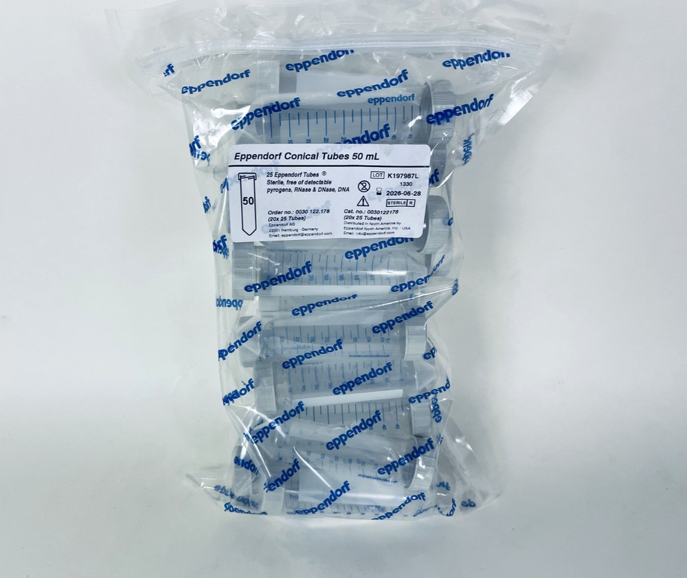 Eppendorf Conical Tubes 50mL Sterile PP Screw Cap Colorless 25/PK 0030122178