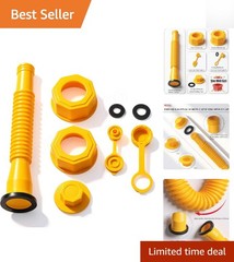 Flexible Yellow Gas Can Spout Replacement Kit with Dual Vent Caps – 10 Gallon