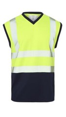 New Mens Hi Viz Vis Hi Visibility Vest Top Safety Work Wear Crew V Neck T-Shirt