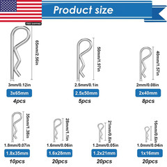 Cotter Pin Assortment Kit – 304 Stainless Steel 13 Sizes Cotter Pins & R Clips C