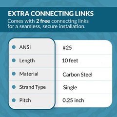 #25 Roller Chain x 10 feet + 2 Connecting Links + Same Day Expedited Shipping