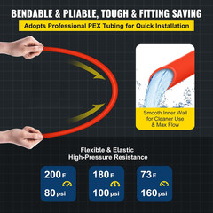 PEX-B Pipe 1/2 Inch X 1000 Feet,Oxygen Barrier Flexible Pipe Tubing,Red for Hydr