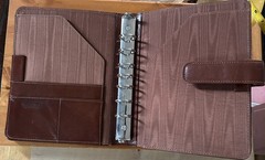 Day-Timer® Leather Planner Padfolio Open Style Dark Tan Organizer Caramel Brown