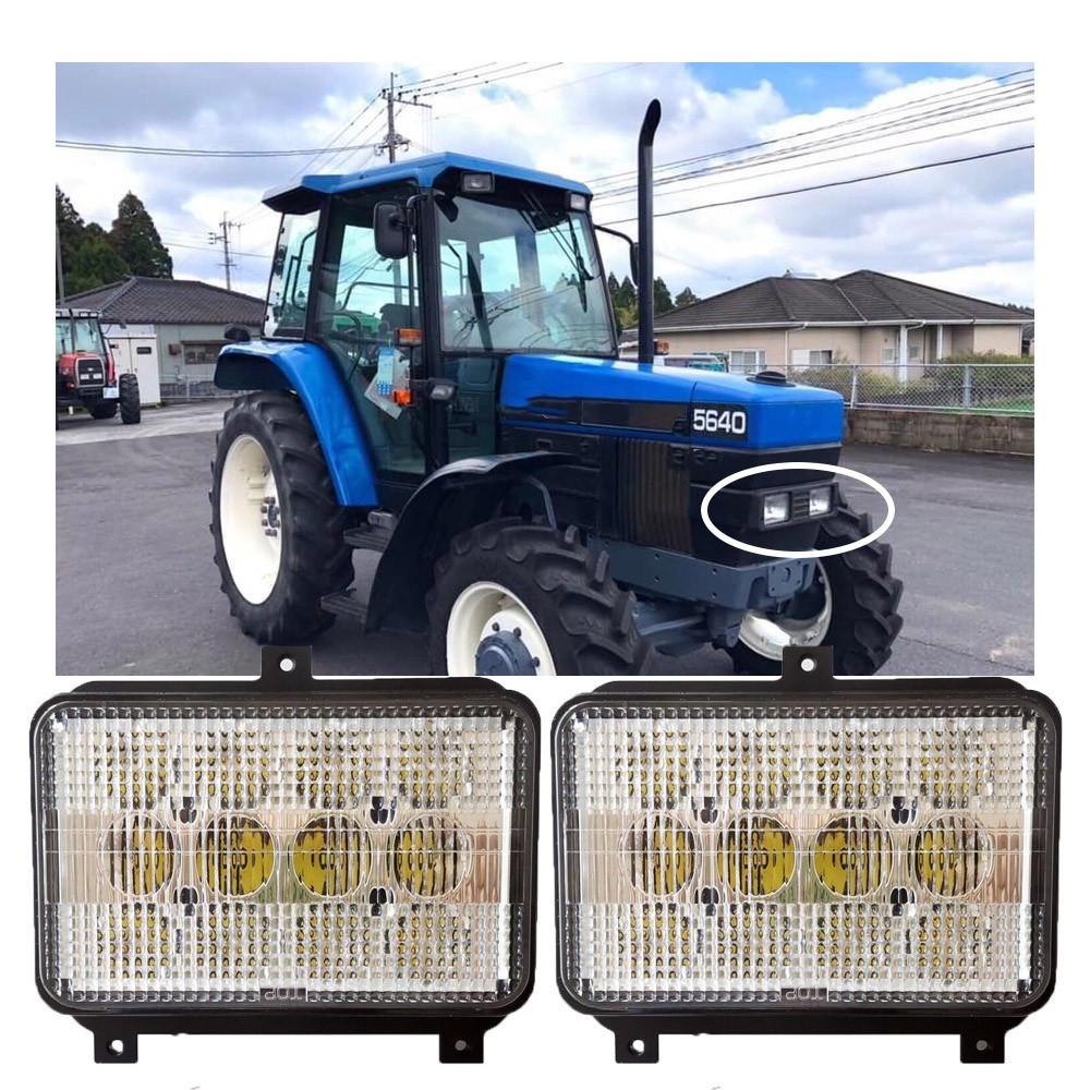 2x LED Head Light For Ford New Holland TRACTOR 5640, 6640, 7740, 7840 81869813