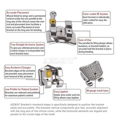 AZDENT Dental Orthodontic Brackets Braces / Supper Elastic Niti Arch Wires FDA
