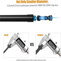KZYEE 1080P HD Digital Borescope Endoscope Camera 16.4FT 5.5mm 6 LEDS Inspection