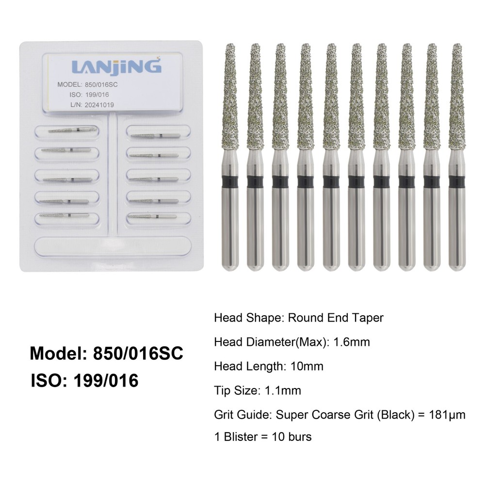 Dental Diamond Burs Round End Taper Super Coarse 850/016SC FG High Speed Bur