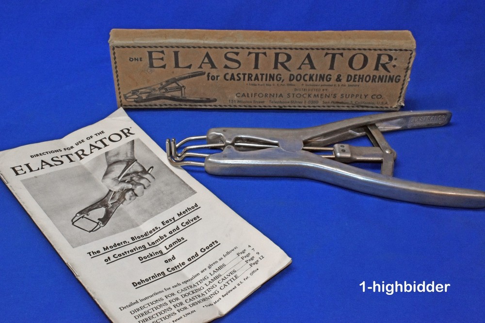 Vtg Elastrator Castrating Docking Tool and Box Calif Stockmens Supply Livestock