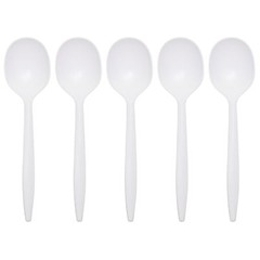Disposable Plastic Spoons, Medium Weight & White Soup Spoons (1000 Pack)