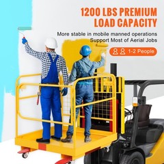 VEVOR 36″x36″ Forklift Safety Cage Work Platform 1200lbs w/Wheels for Aerial