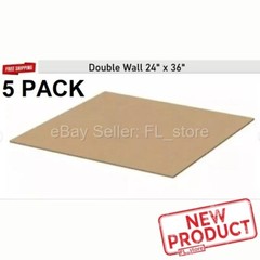 5 PACK Cardboard Sheets 24″ x 36″ Corrugated Kraft 9/32″ Thick Double Wall NEW
