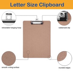 36 Pack Letter Size Wood Clipboards – Recycled Hardboard for School & Home
