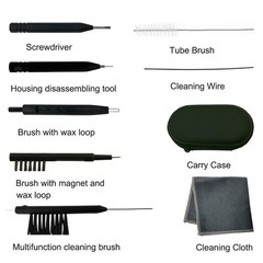 8 Pieces Hearing aid Amplifier Cleaning Tools, Earbuds/Headphones Black