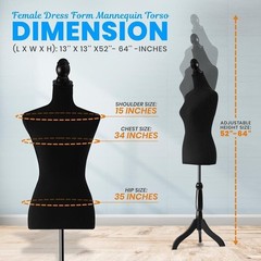 SereneLife Female Dress Form Mannequin Torso Display Mannequin Body, Adjustable